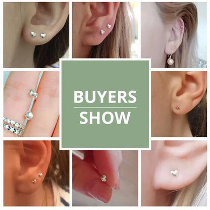 Boucles d'oreilles clous petites cœurs unies en argent sterling 925 | Bijoux fins minimalistes