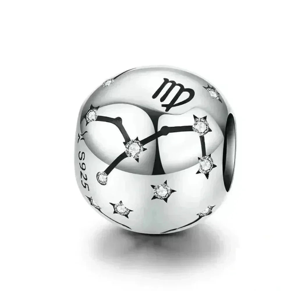 Perles Breloques Vintage en Argent Sterling 925 Signes Astrologiques Douze Constellations pour Bracelet Collier DIY