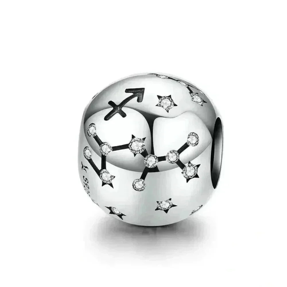 Perles Breloques Vintage en Argent Sterling 925 Signes Astrologiques Douze Constellations pour Bracelet Collier DIY