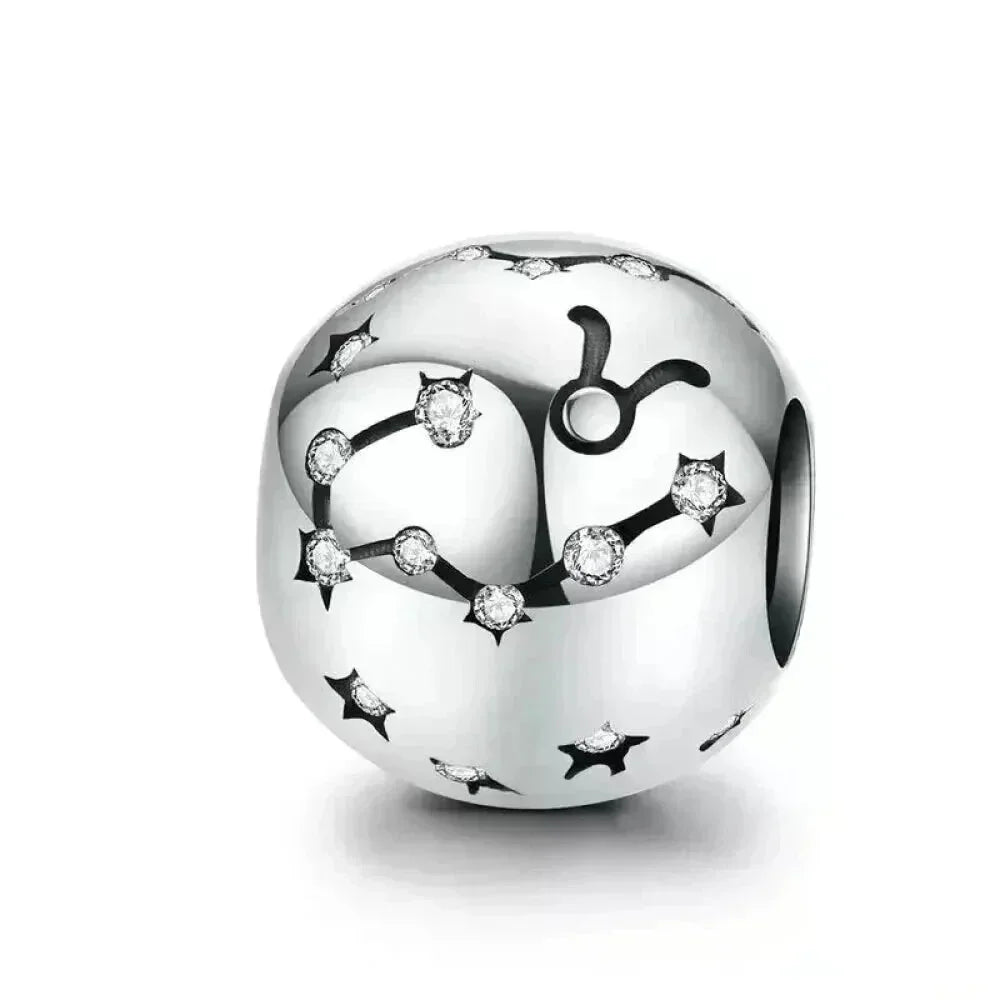 Perles Breloques Vintage en Argent Sterling 925 Signes Astrologiques Douze Constellations pour Bracelet Collier DIY