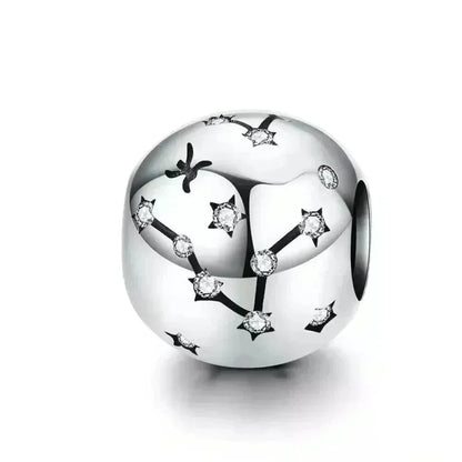 Perles Breloques Vintage en Argent Sterling 925 Signes Astrologiques Douze Constellations pour Bracelet Collier DIY