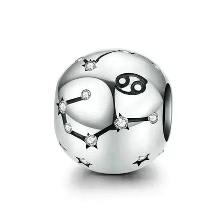 Perles Breloques Vintage en Argent Sterling 925 Signes Astrologiques Douze Constellations pour Bracelet Collier DIY