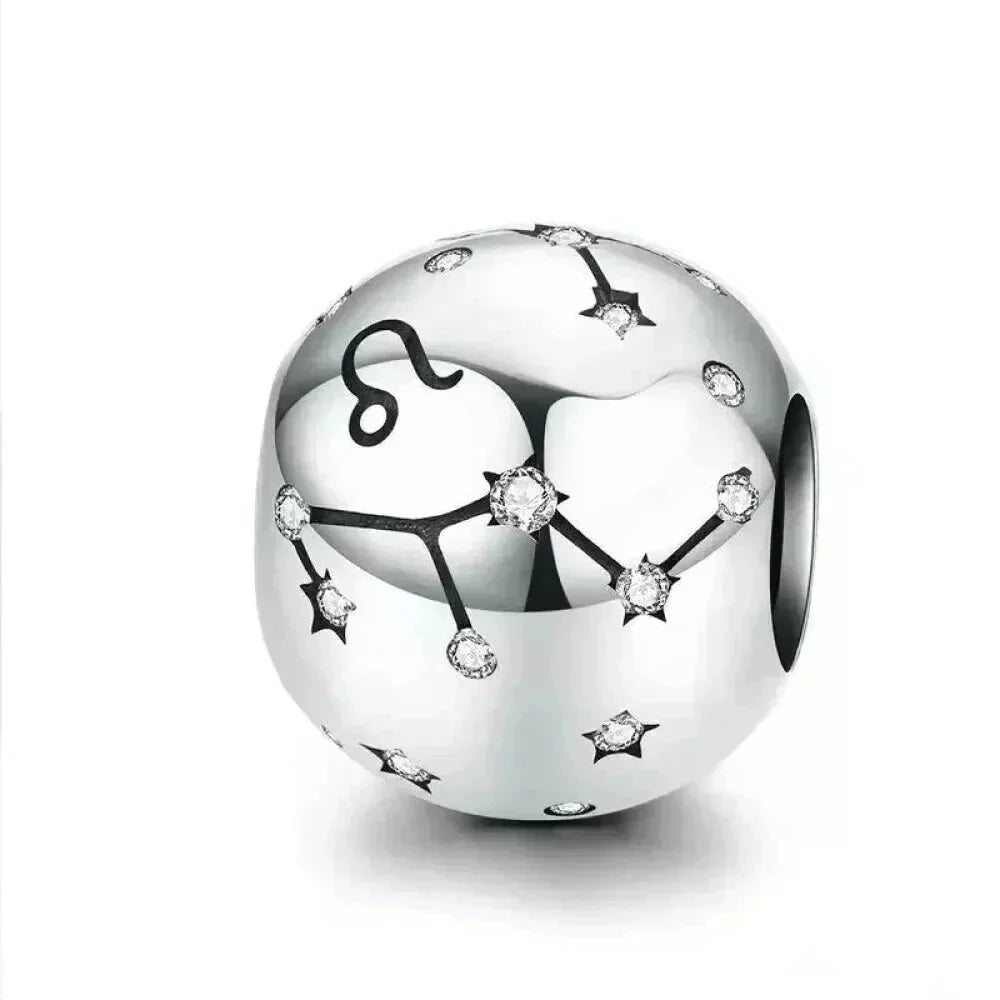 Perles Breloques Vintage en Argent Sterling 925 Signes Astrologiques Douze Constellations pour Bracelet Collier DIY