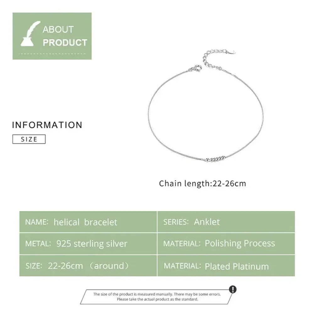 La délicate chaîne de cheville en argent sterling 925 avec perles