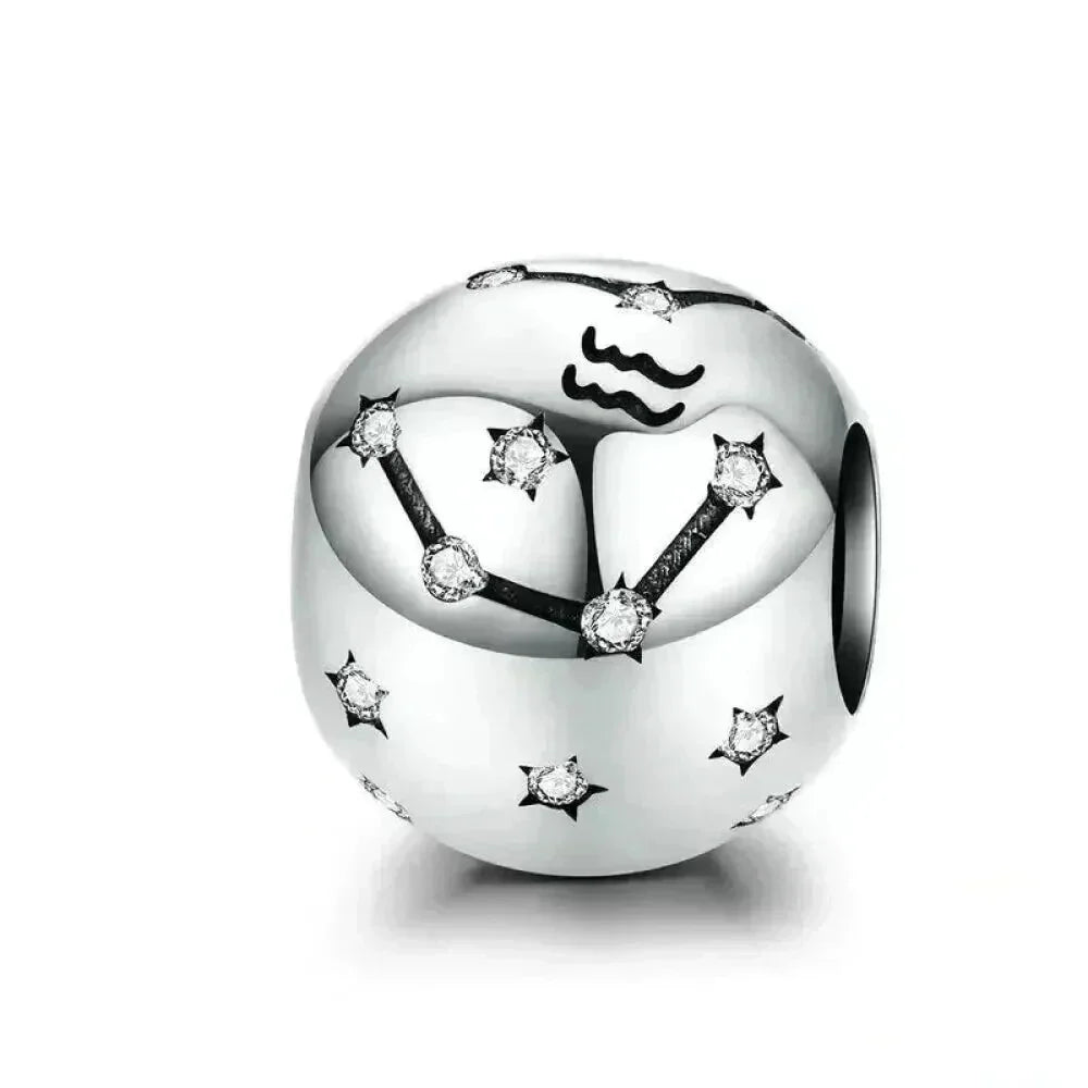 Perles Breloques Vintage en Argent Sterling 925 Signes Astrologiques Douze Constellations pour Bracelet Collier DIY