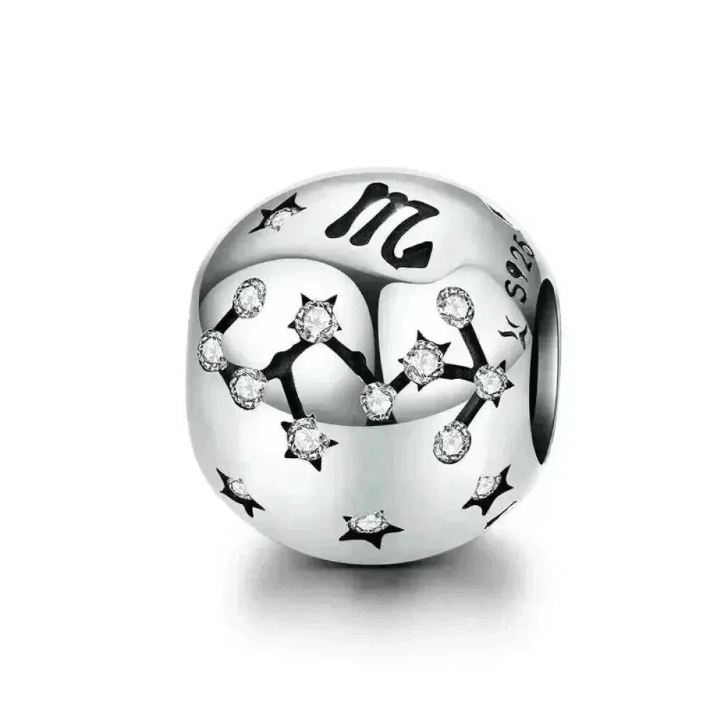 Perles Breloques Vintage en Argent Sterling 925 Signes Astrologiques Douze Constellations pour Bracelet Collier DIY