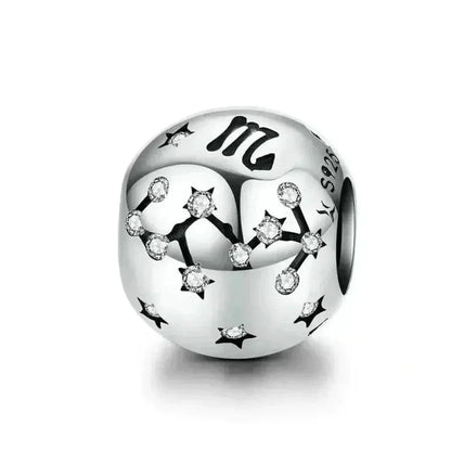 Perles Breloques Vintage en Argent Sterling 925 Signes Astrologiques Douze Constellations pour Bracelet Collier DIY