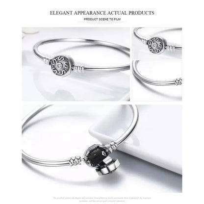 Sterling Silver Snake Chain Bangle Bracelet with CZ Pavé