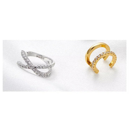 925 Sterling Silver Ear Cuff - Elegant Gold Color Clip Earrings For Women