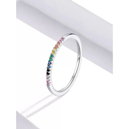 Bagues empilables en argent sterling 925 avec diamants simulés en oxyde de zirconium, plaquées platine pour femmes