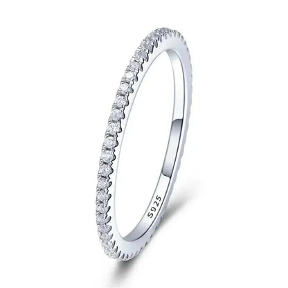 Bagues empilables en argent sterling 925 avec diamants simulés en oxyde de zirconium, plaquées platine pour femmes