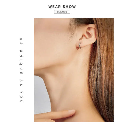 Boucles d'oreilles créoles en argent sterling véritable - Couleur or rose élégante - Bijoux de mode pour femmes SCE808