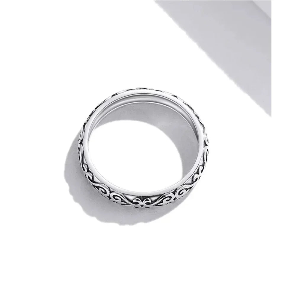 925 Sterling Silver Vintage Embossed Floral Ring