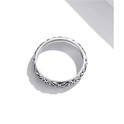 925 Sterling Silver Vintage Embossed Floral Ring