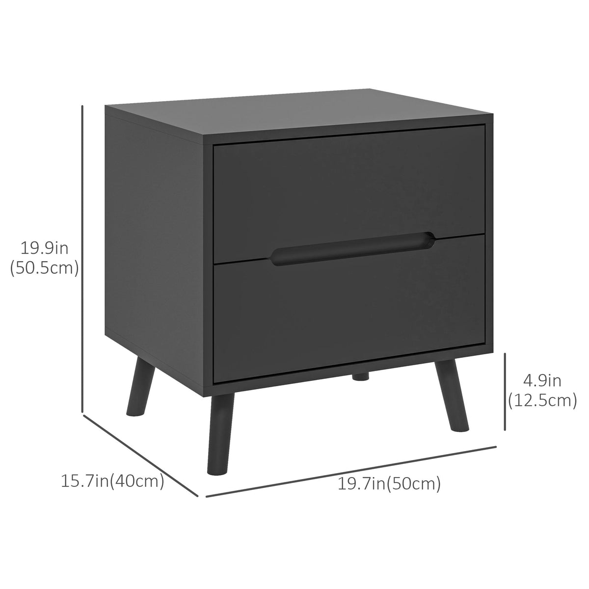 Table de chevet/d'appoint moderne Willow avec 2 tiroirs - Noir