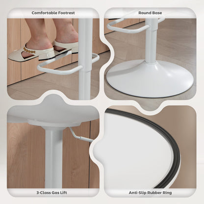 Tabourets de bar/comptoir Zee (lot de 2) avec hauteur réglable et siège pivotant - Blanc