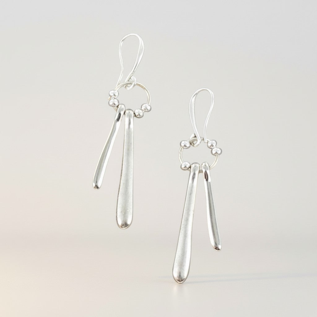 Boucles d'oreilles pendantes doubles en plaqué argent