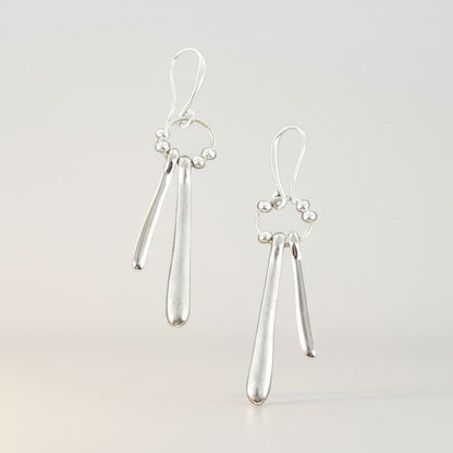 Boucles d'oreilles pendantes doubles en plaqué argent