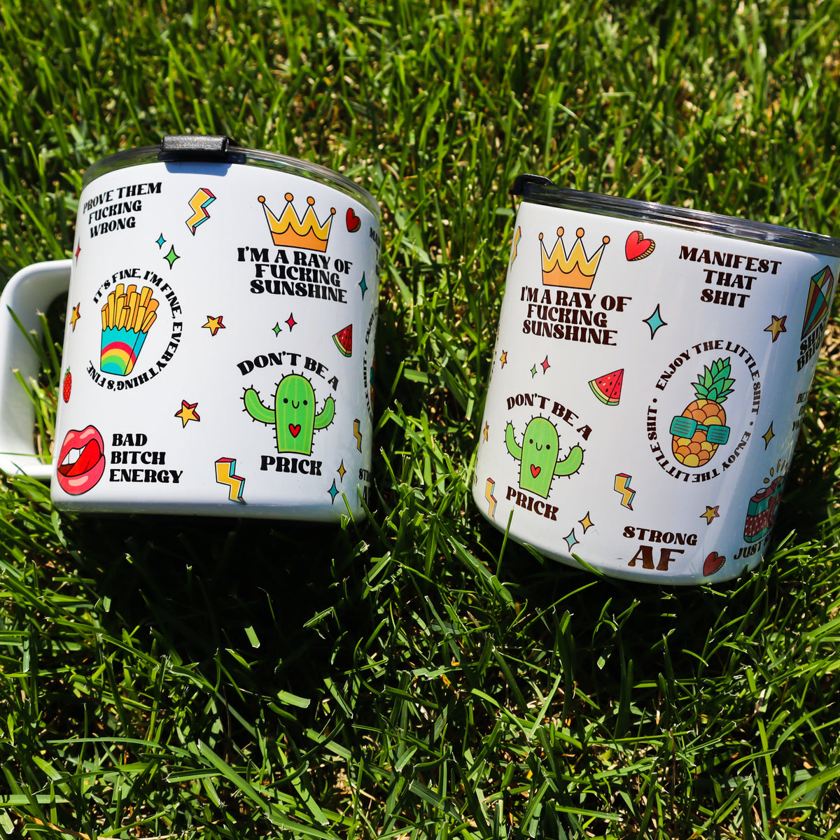 Mug à café en acier inoxydable de 500 ml avec affirmations Pop Art | Mug jurons