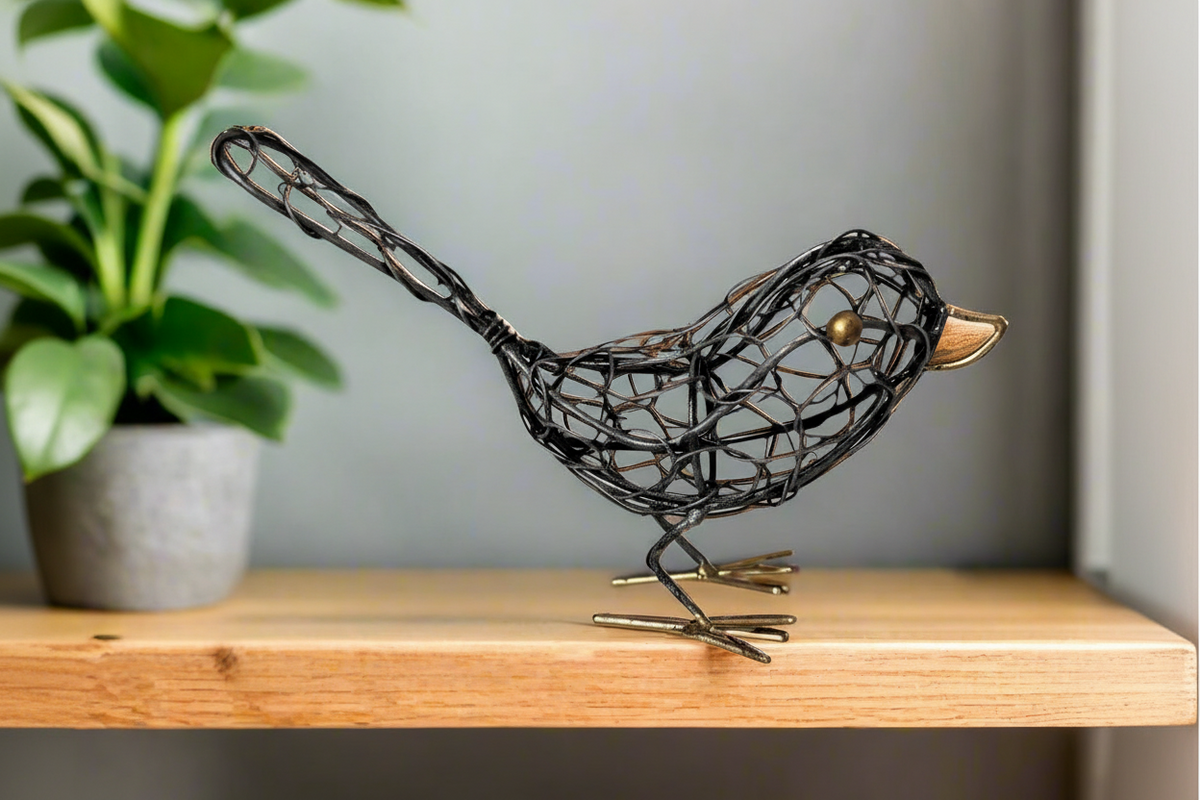 Oiseau en fil de fer - Noir