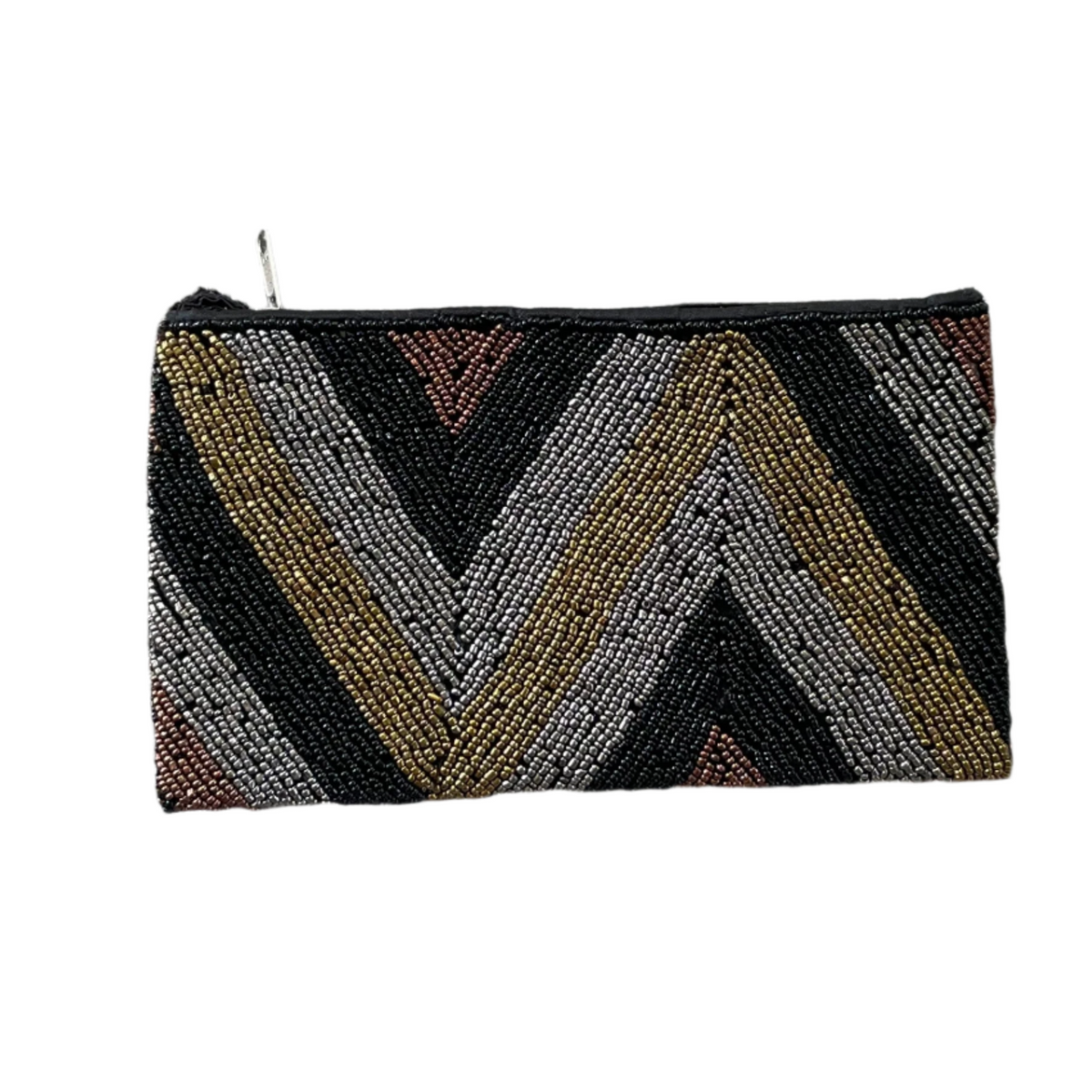 Sac à perles zigzag - Bronze et noir