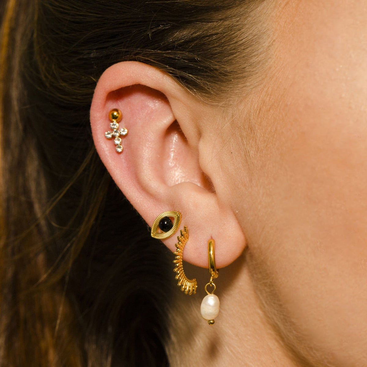 Lot de 2 paires de boucles d'oreilles clous STELLA