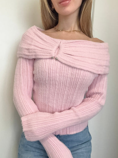 Épaule dénudée-Rose-Pull