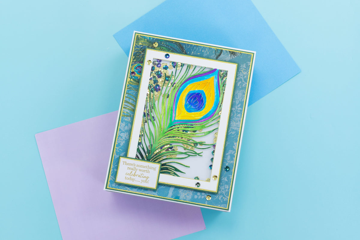 Graceful Plumes Metal Die Create-a-Card - Peacock Quill 