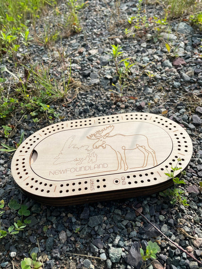 2-Player Wooden Travel Cribbage Board – 9″ × 5″