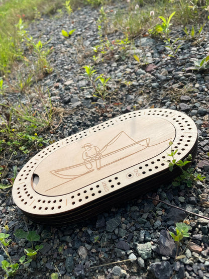2-Player Wooden Travel Cribbage Board – 9″ × 5″