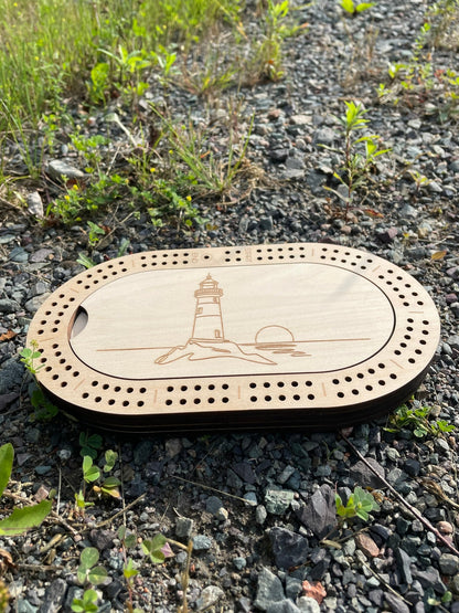 2-Player Wooden Travel Cribbage Board – 9″ × 5″