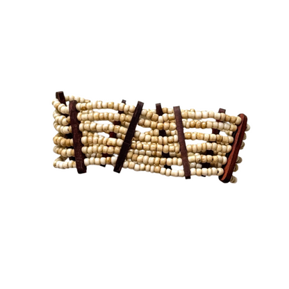 Elasticated Bead Bracelet with Wood Detail