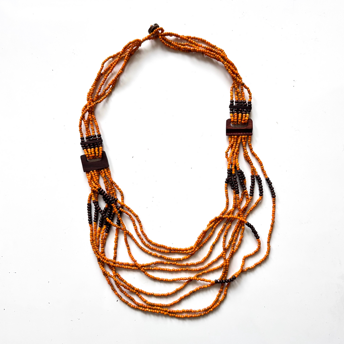 Beaded Necklace with Wood Detail