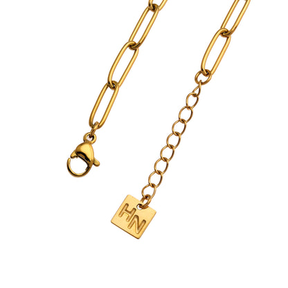 Bracelet chaîne en or IZARA avec trombones et perles ovales