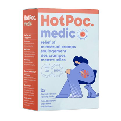 Lot de 2 chaufferettes écologiques réutilisables Hot Poc medic – Thérapie naturelle par la chaleur pour les crampes et les douleurs menstruelles