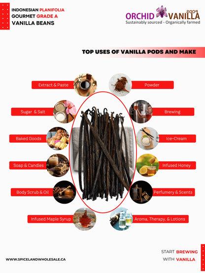 Indonesian Vanilla Beans (Sumatra) Planifolia Extract Grade-B <br>For Extract Making<BR>By Count