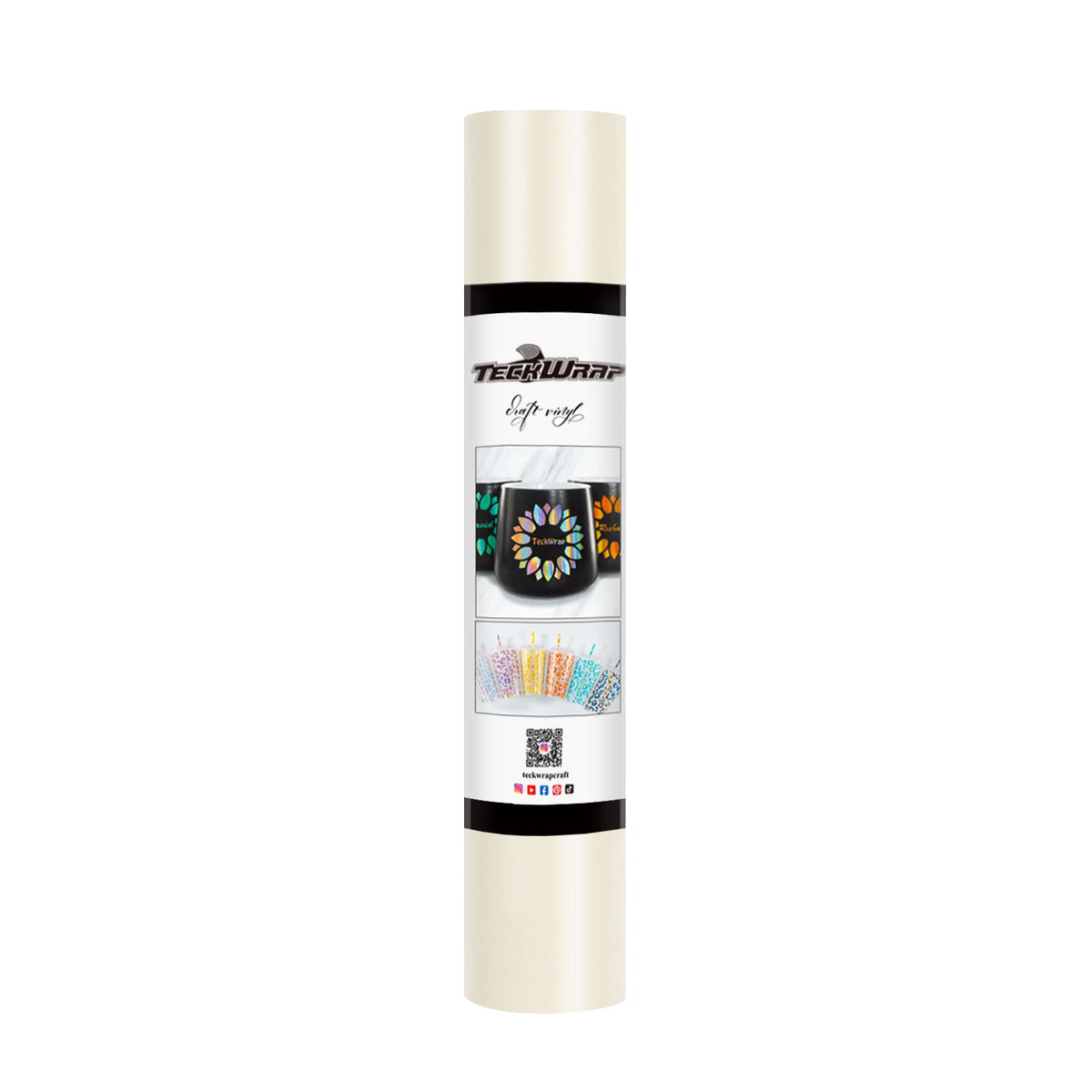 Vinyle adhésif mat TeckWrap | Blanc ivoire | Ultra-fin et flexible | Idéal pour les autocollants muraux, le scrapbooking, et plus encore