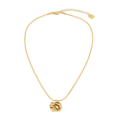 JASPUR: Snakeskin Chain Necklace with Love-Knot Pendant in Gold