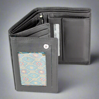 JBG International Men's Snap Close Flip Bifold Leather Wallet