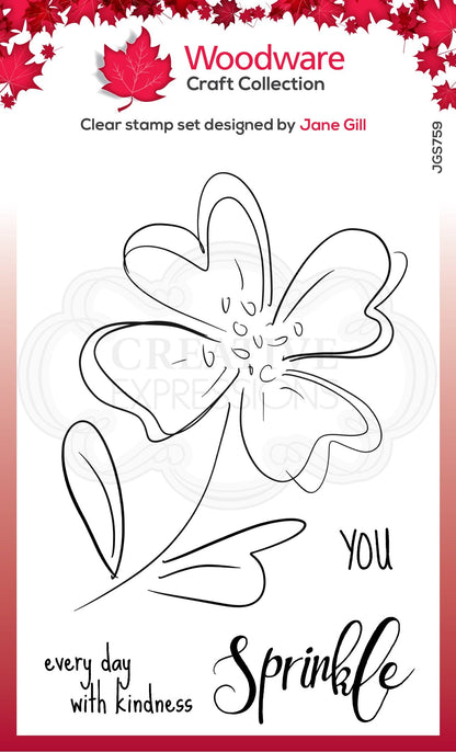 Tampon Woodware Clear Singles Poppy Sketch 10,16 cm x 15,24 cm