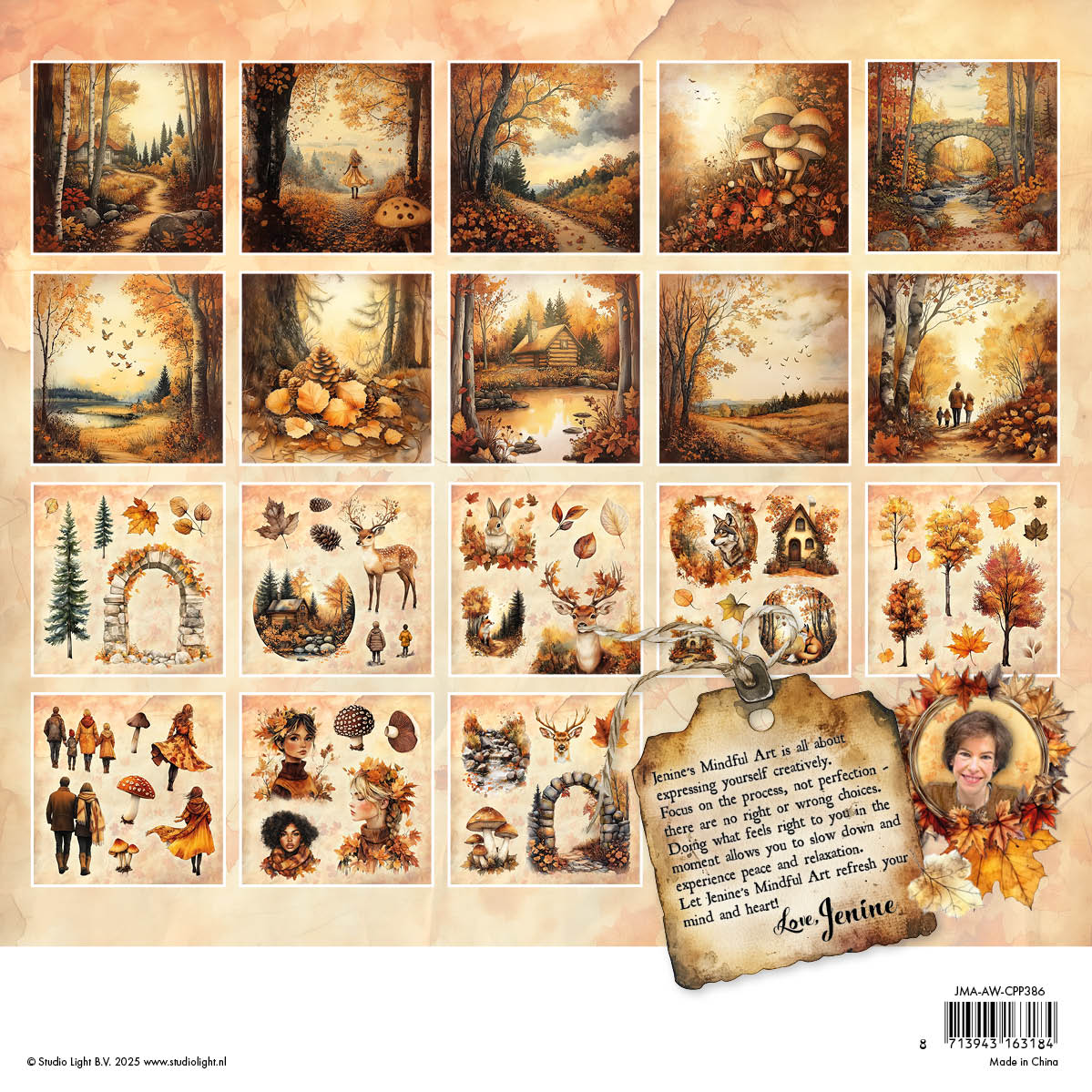 Bloc de papier JMA Collage Fonds et Éléments Automne Dans Les Bois 36 Feuilles