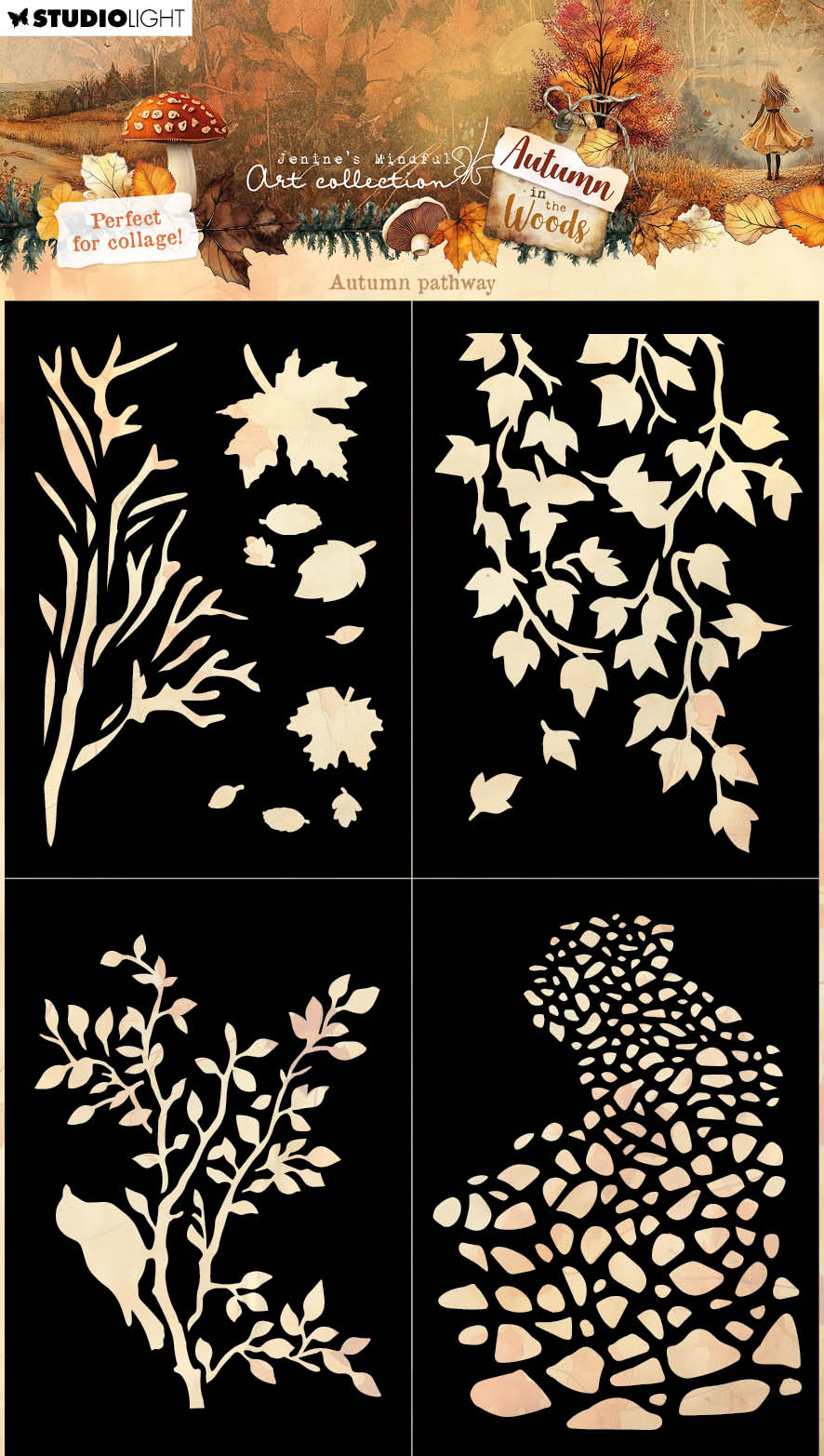 JMA Masque Sentier d'Automne, 4 Masques Automne Dans Les Bois 1 Pièce
