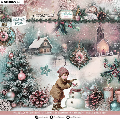 Bloc de papier JMA Collage Fonds et éléments Noël Blush 36 feuilles