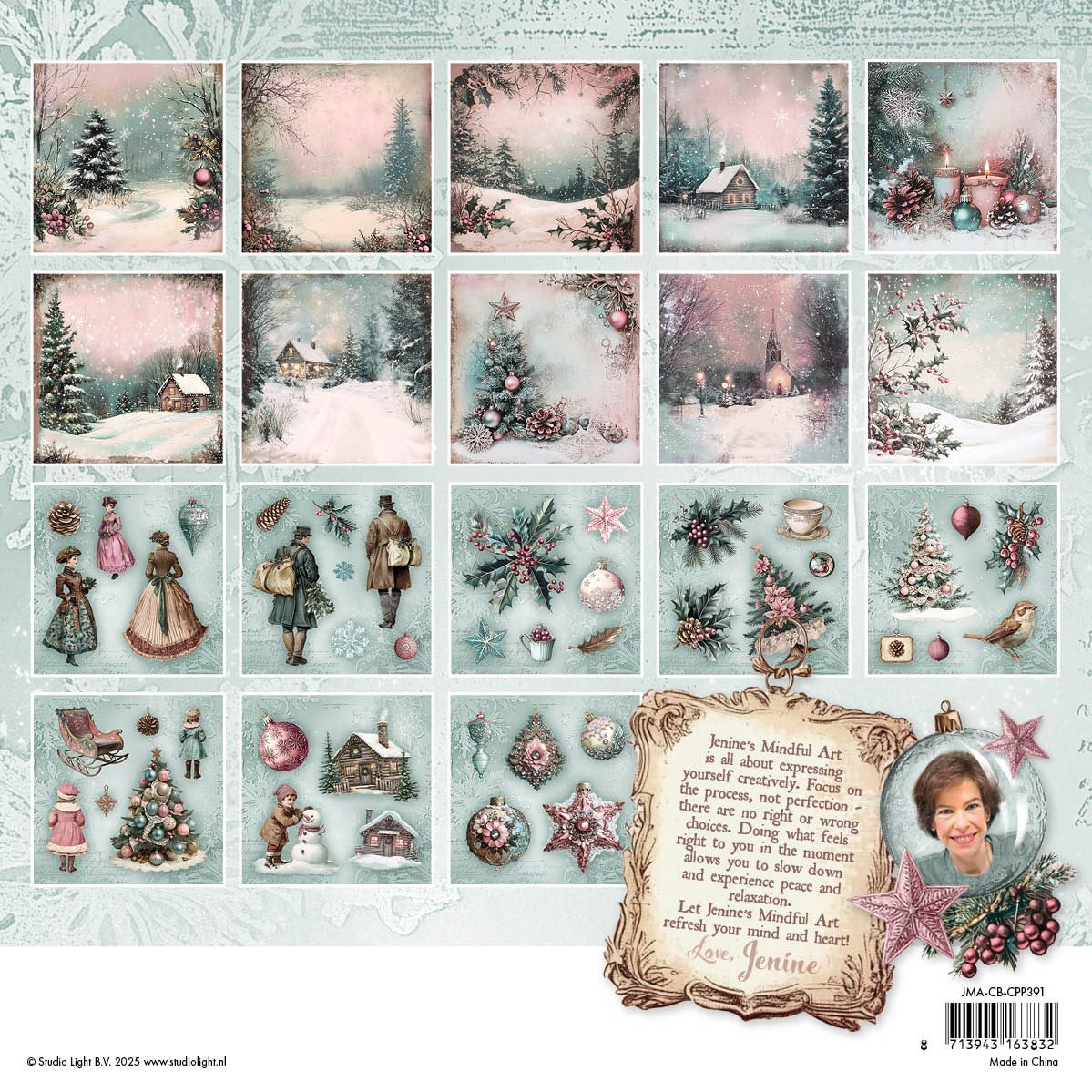 Bloc de papier JMA Collage Fonds et éléments Noël Blush 36 feuilles