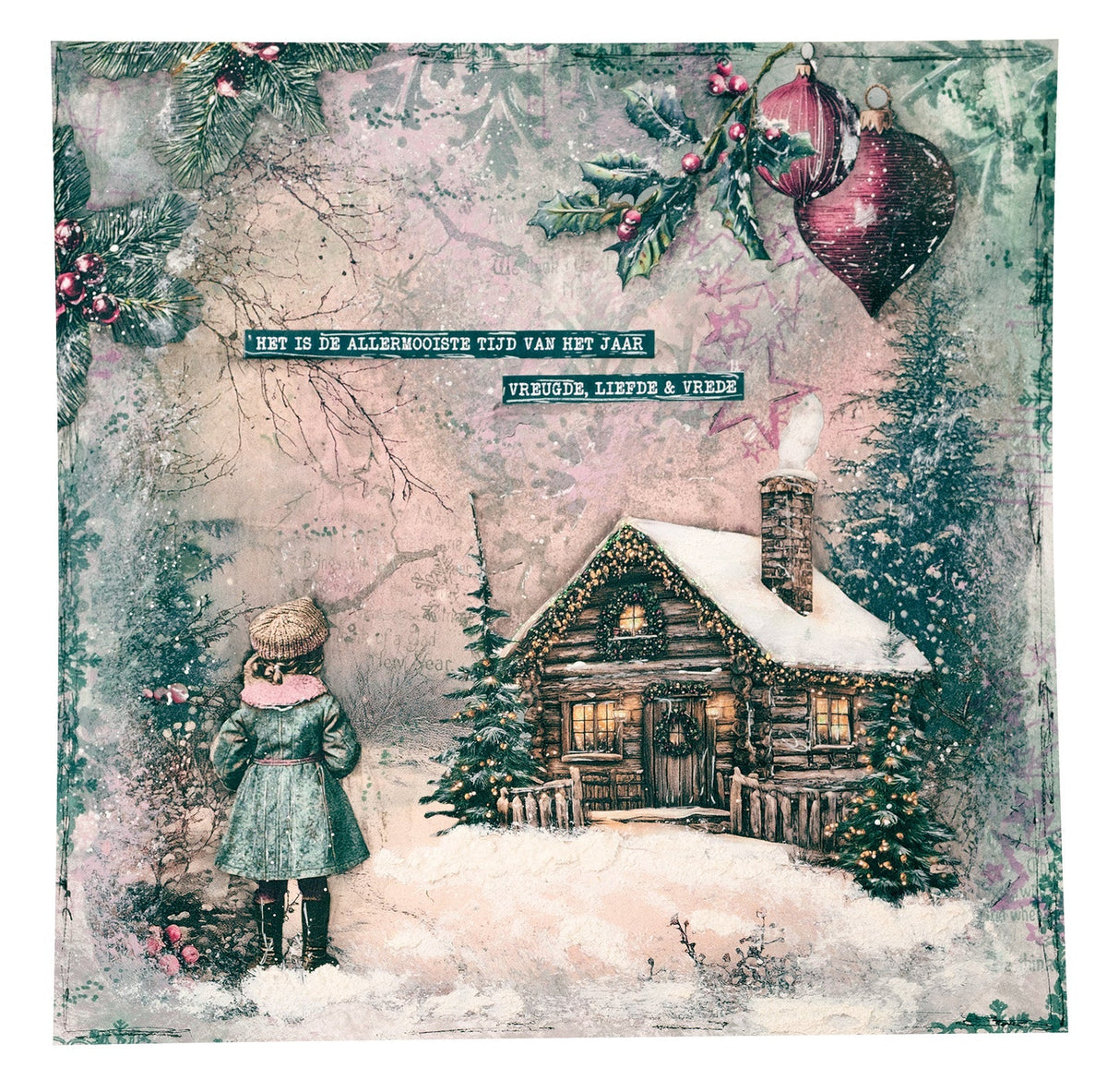 Bloc de papier JMA Collage Fonds et éléments Noël Blush 36 feuilles