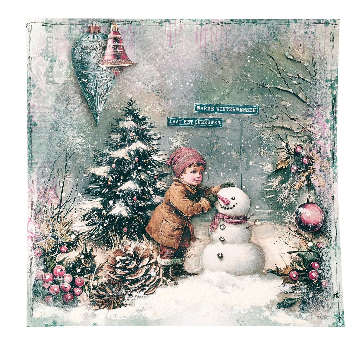 Bloc de papier JMA Collage Fonds et éléments Noël Blush 36 feuilles