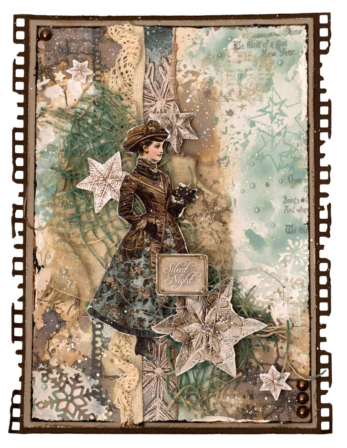 Bloc de papier JMA Collage Fonds et éléments Noël Blush 36 feuilles