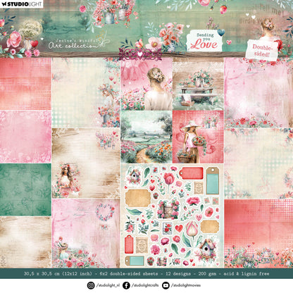 Bloc de papier JMA Designer double-face pour scrapbooking "Sending You Love" 12 f.