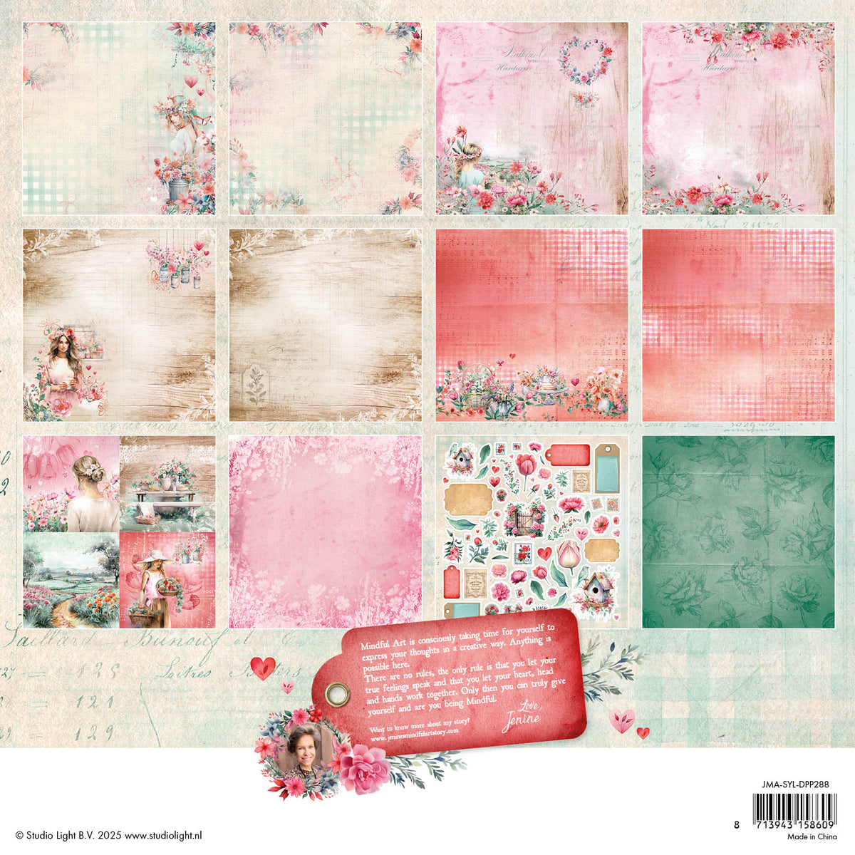 Bloc de papier JMA Designer double-face pour scrapbooking "Sending You Love" 12 f.