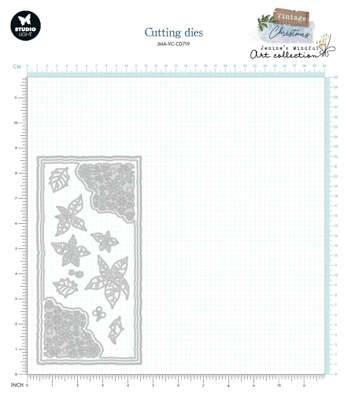 JMA Matrice de découpe Flocon & Poinsettia Noël Vintage 105x210x1mm 15 PC nr.719